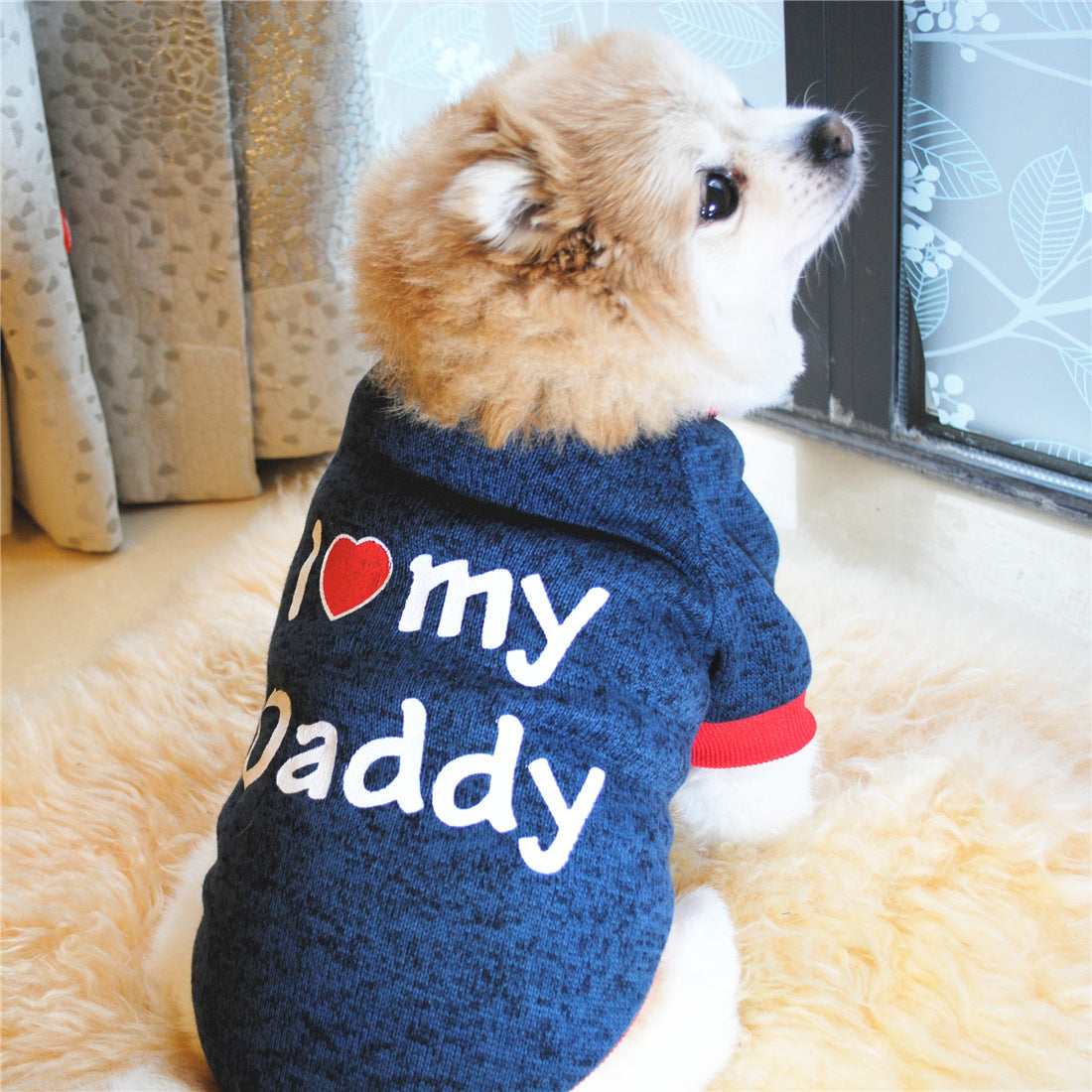 Small Dog Clothes Cute Puppy Cat Clothing Cotton T-shirt Chihuahua Pug Clothes Vest Spring Autumn Pet Costume I Love Daddy Mommy