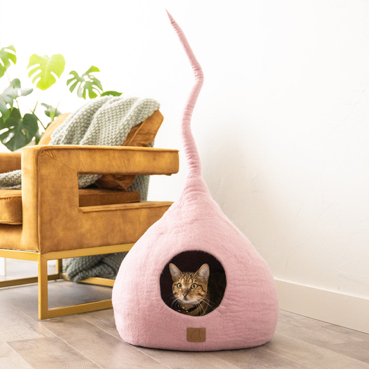 Deluxe Handcrafted Felt Cat Cave With Tail