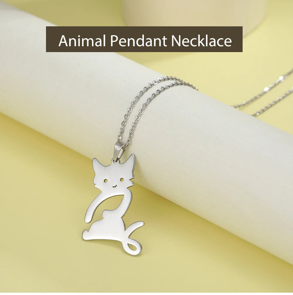 Cazador Cute Animal Cat Pendant Necklace for Women Girls Lovely Paw Choker Neck Chain Stainless Steel Jewelry Birthday Gift 2024