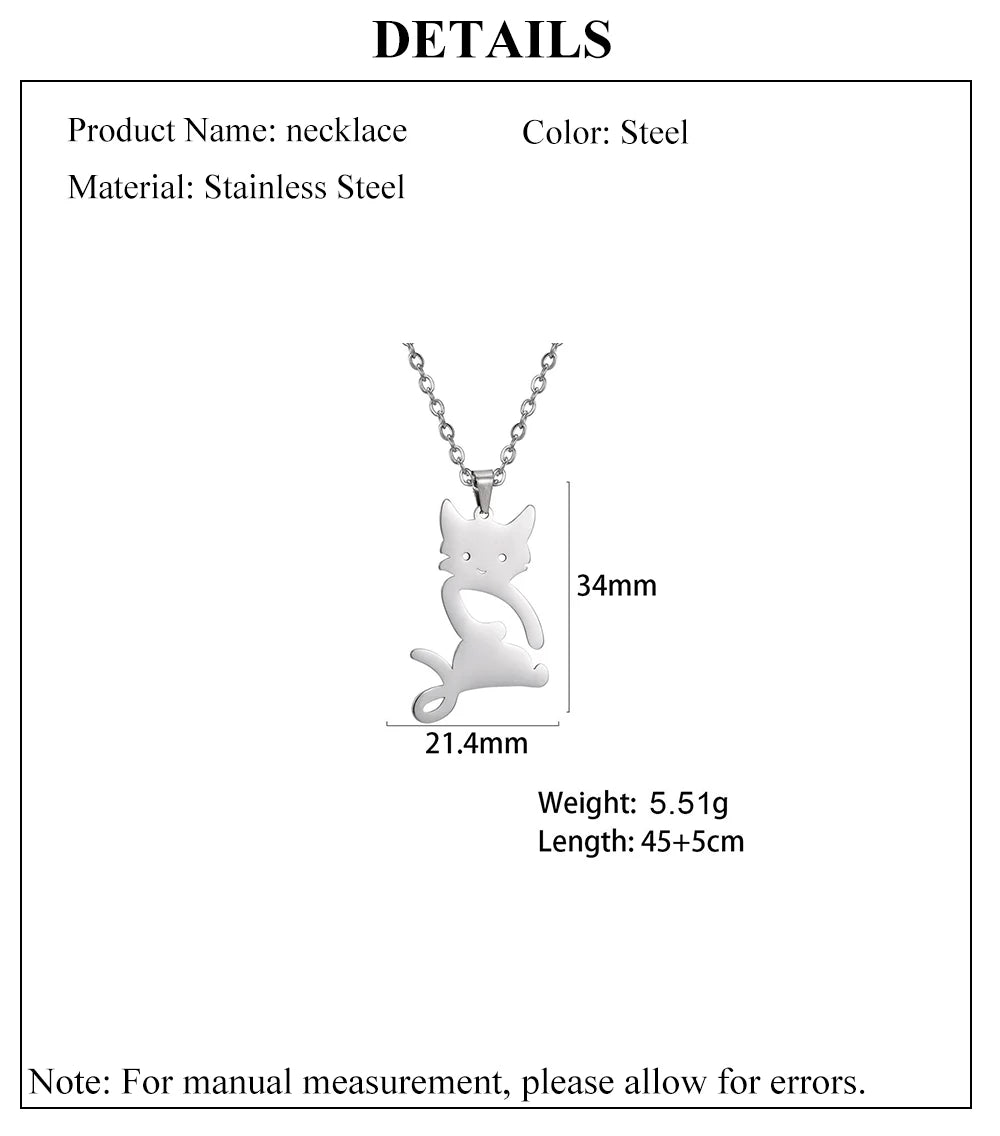 Cazador Cute Animal Cat Pendant Necklace for Women Girls Lovely Paw Choker Neck Chain Stainless Steel Jewelry Birthday Gift 2024