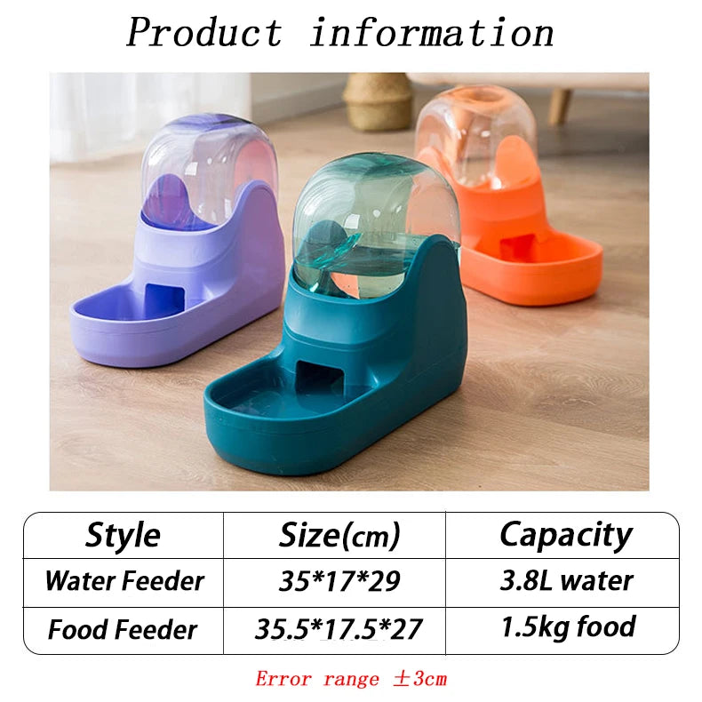 3.8L Gravity Pet Water Dispenser Cat Automatic Feeder Plastic Dog Water Bottle Food Water Dispenser Pet Feeding Bowl for Cat Dog