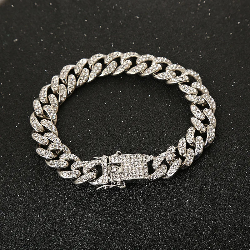 Dog Collar Full Diamond Large Gold Chain Cuban Chain Necklace Accesorios Para Perros Luxury Dog Collar Para Perro Dog Supplies