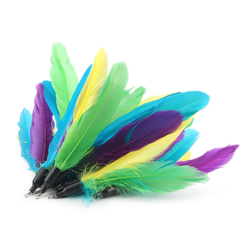 10pcs Feather Cat Stick Replacement Play Toys For Kitten Bell Pet Toy Replace Accessories