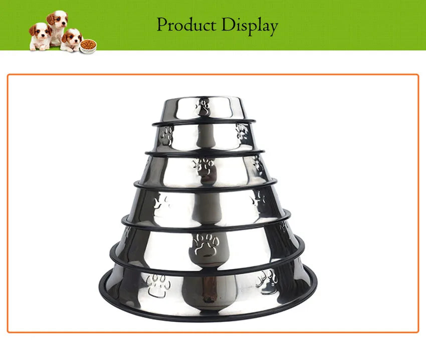 6 Size Stainless Steel Dog Bowl For Dish Water Dog Food Bowl Pet Puppy Cat Pet Bowl Feeder Feeding Dog Water Bowl For Dogs Cats