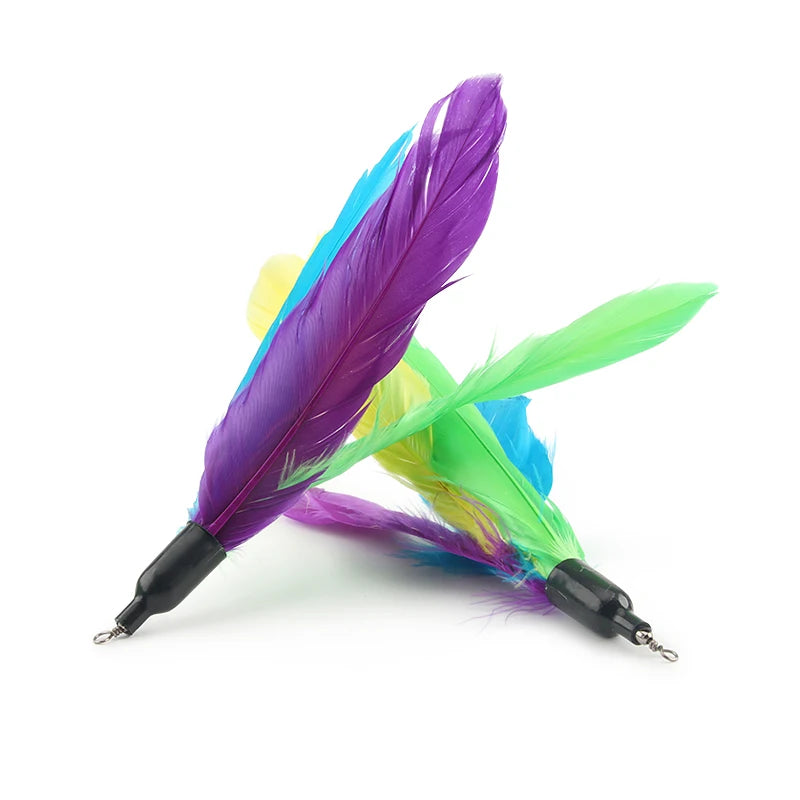 10pcs Feather Cat Stick Replacement Play Toys For Kitten Bell Pet Toy Replace Accessories