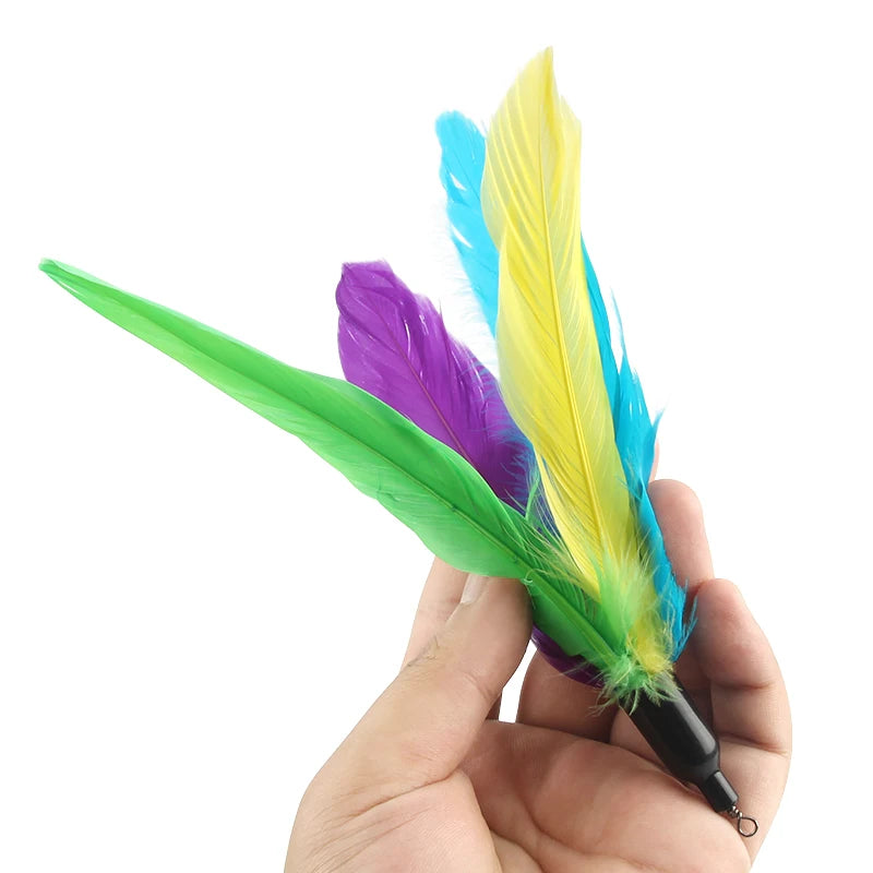 10pcs Feather Cat Stick Replacement Play Toys For Kitten Bell Pet Toy Replace Accessories