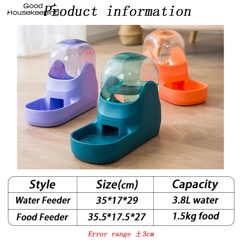 3.8L Gravity Pet Water Dispenser Cat Automatic Feeder Plastic Dog Water Bottle Food Water Dispenser Pet Feeding Bowl for Cat Dog