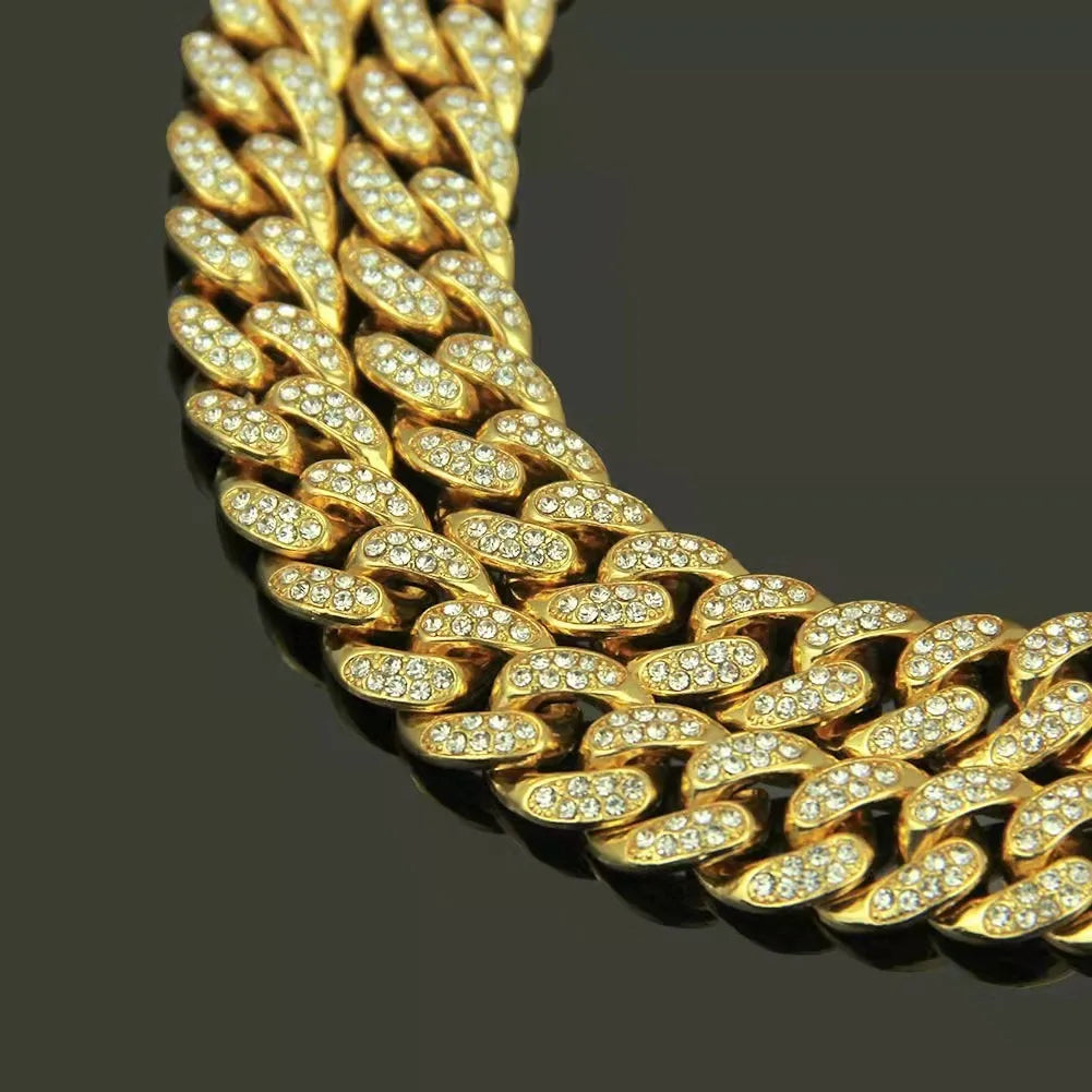 Dog Collar Full Diamond Large Gold Chain Cuban Chain Necklace Accesorios Para Perros Luxury Dog Collar Para Perro Dog Supplies