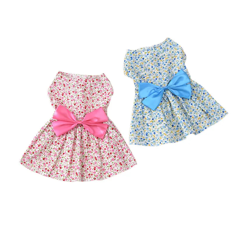 Floral Bow Dog Dress Pet Wedding Dresses For Chihuahua Pug Yorkie Clothing Puppy Cat Products Dog Clothes for Small Dogs