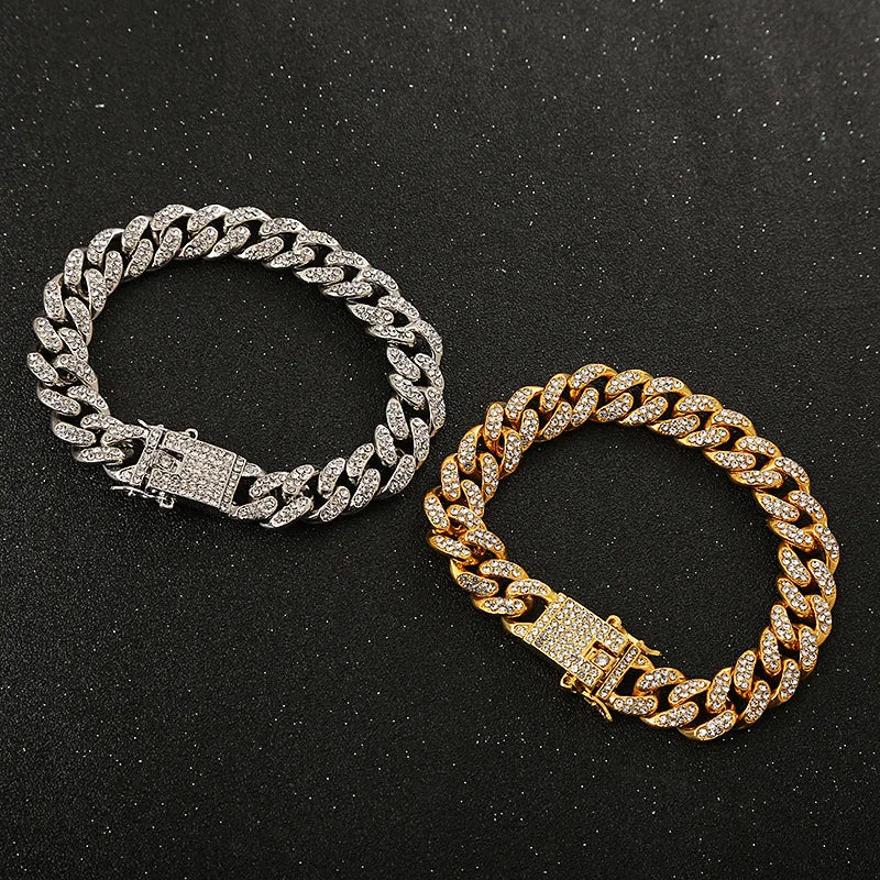 Luxury Designer Dog Collar Bling Diamond Pet Chain for Small Medium Large Dogs Cat Puppy Gold Necklace Jewelry Dog Accessories