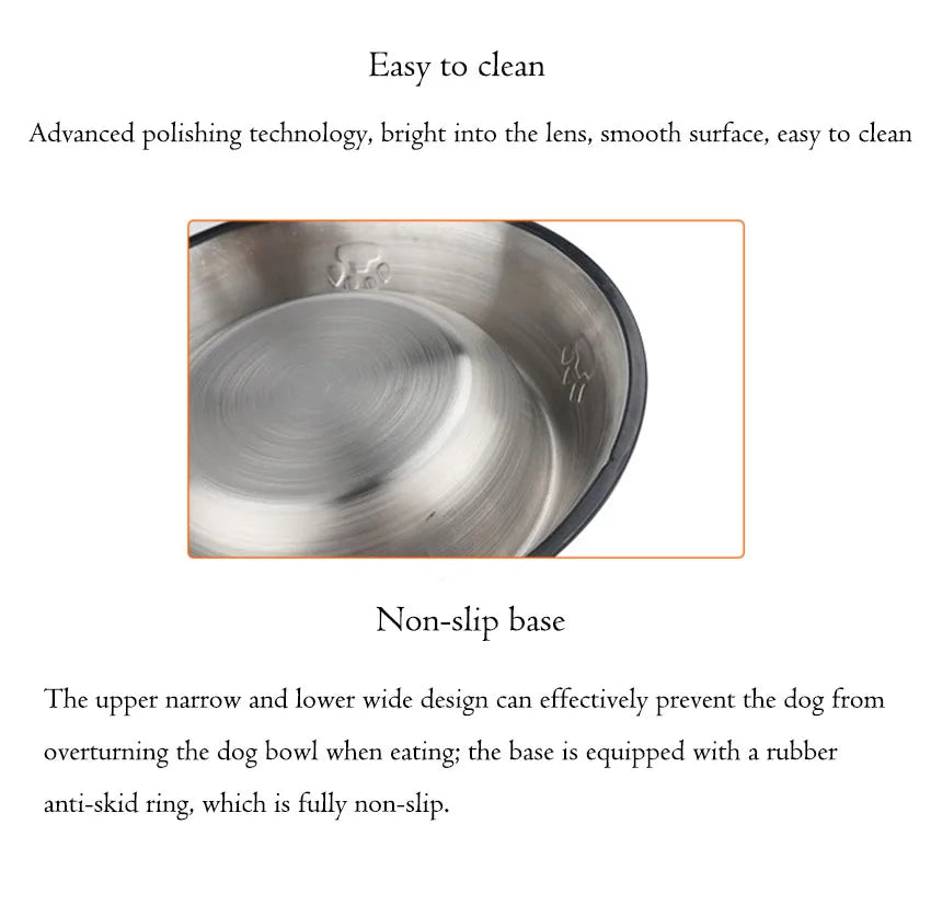 6 Size Stainless Steel Dog Bowl For Dish Water Dog Food Bowl Pet Puppy Cat Pet Bowl Feeder Feeding Dog Water Bowl For Dogs Cats