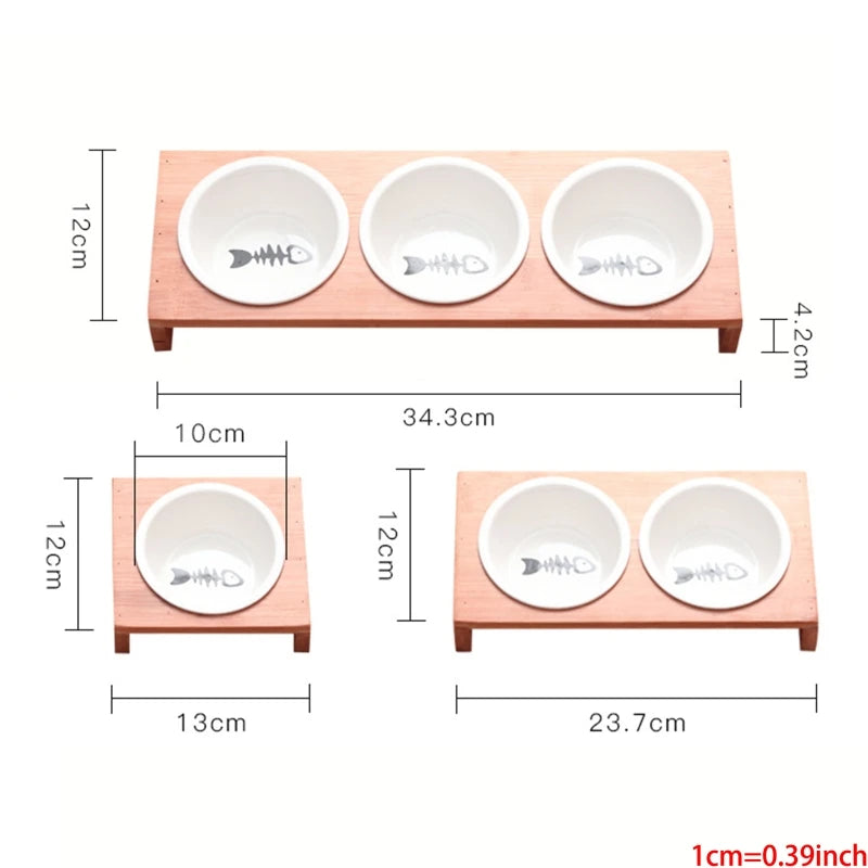 2024 New Cat Dog Feeders Bowls Bamboo Tableware Ceramic Pet Food Water Bowl High Grade Anti Skid Pet Supplies Dog Cat Bowl