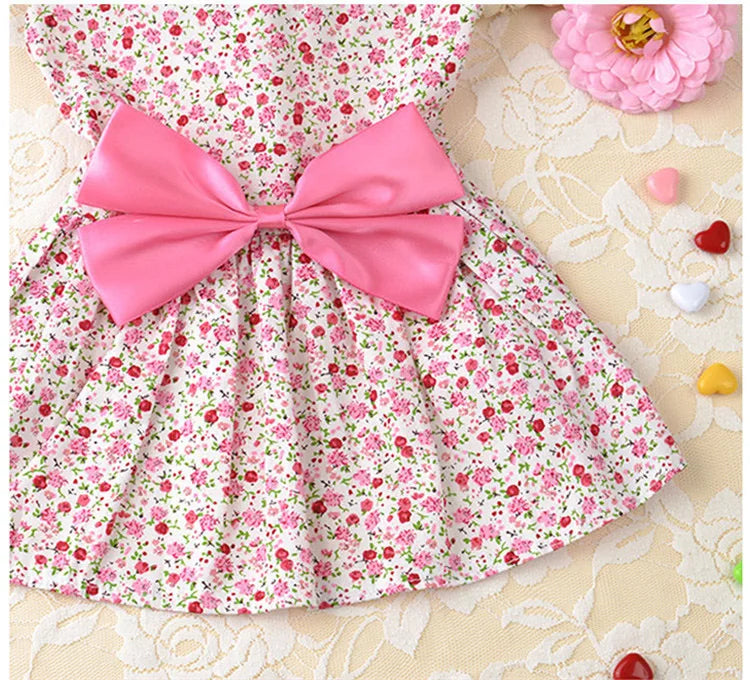 Floral Bow Dog Dress Pet Wedding Dresses For Chihuahua Pug Yorkie Clothing Puppy Cat Products Dog Clothes for Small Dogs