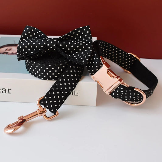 New rose gold metal adjustable buckles bow tie dog collar for small big dog labrador pet puppy collar leash straps Zzkdot 02