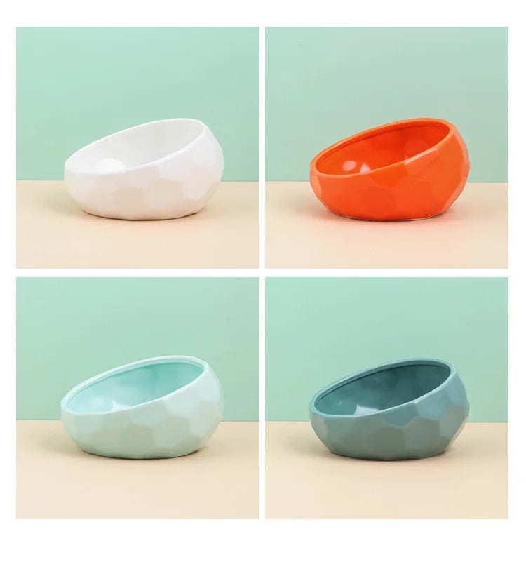 Ceramic Pet Bowl with Bamboo Stand for Dogs and Cats, Puppy Water Food and Drinking Feeder, Non-Slip Cat and Dog Feeder