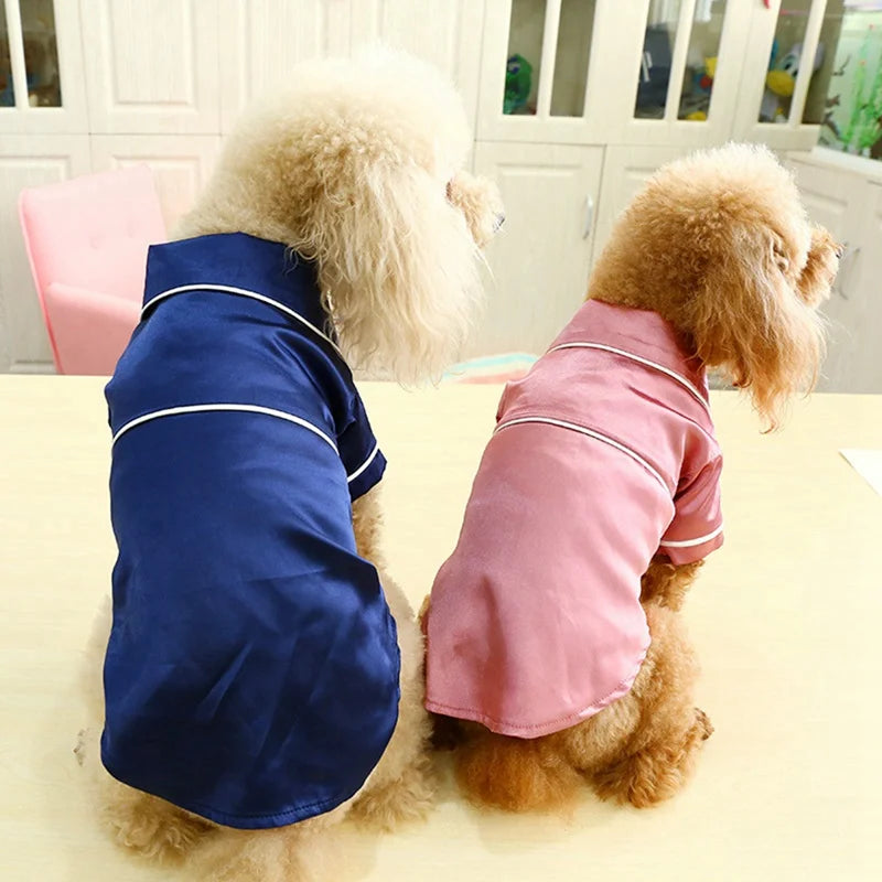 Pet Dog Clothes Soft Silk French Bulldog Pajamas Pet Coat Clothing For Small Dogs Shih Tzu Puppy Cat Shirt Pet