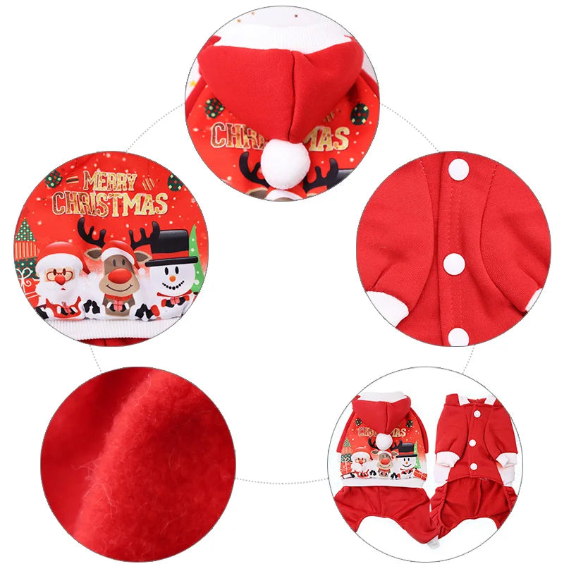 Christmas Dog Clothes Winter Pet Clothes for Small Dog Coat Jacket Costume Hoodies Warm Cat Santa Claus Christmas Pet Apparel 93