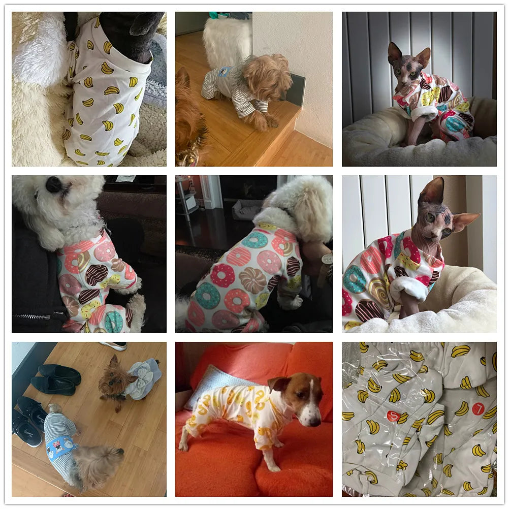 Cute Small Dogs Pajamas For Pet Dogs Cat Clothes Puppy Jumpsuit For Dog Coat For Chihuahua Pomeranian Dogs Print Clothing Shirt