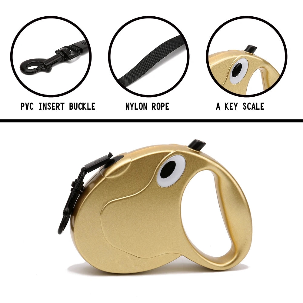 Newest Pet Product Top Quality Dog Leash Rope Retractable Leashes Dog Gold Silver Collar Harness Automatic Extending Dog Leash