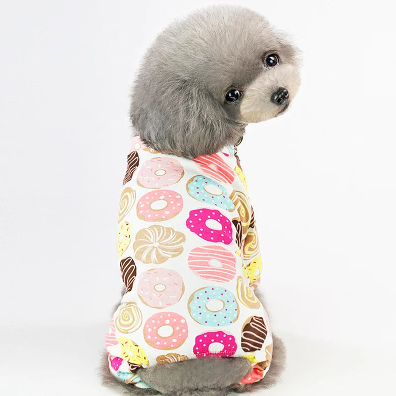 Cute Small Dogs Pajamas For Pet Dogs Cat Clothes Puppy Jumpsuit For Dog Coat For Chihuahua Pomeranian Dogs Print Clothing Shirt