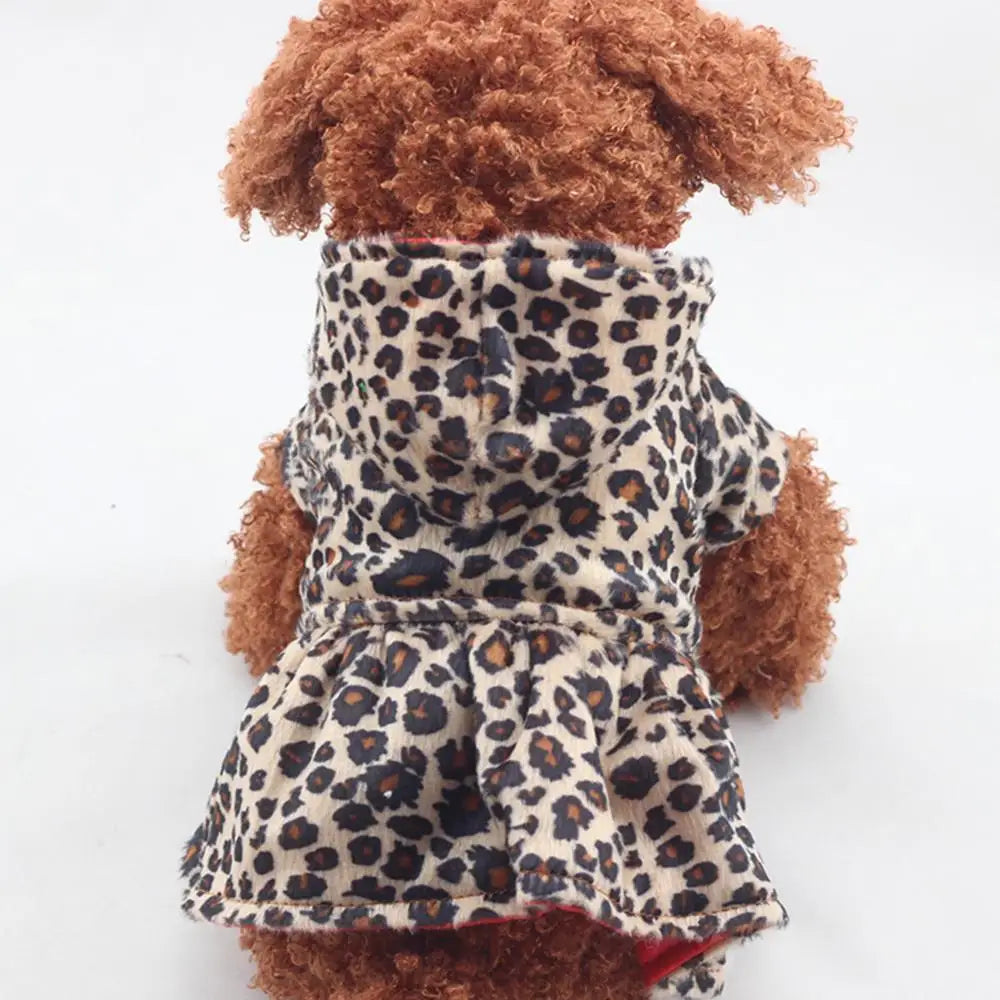 Winter Puppy Dog Clothes Cute Pet Dogs Leopard Costume Tops Cotton Hoodie Clothes Warm Dog Coats & Jackets Chihuahua Clothing