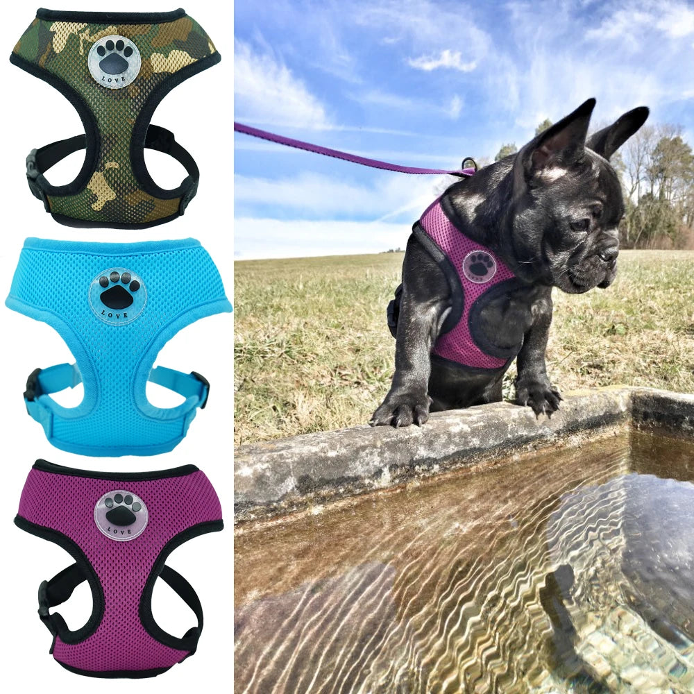 Dog Harness Paw Adjustable Soft Breathable Cat Control Nylon Mesh Vest Harness for Pet Puppy Collar Chest Strap