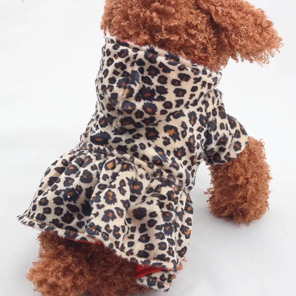 Winter Puppy Dog Clothes Cute Pet Dogs Leopard Costume Tops Cotton Hoodie Clothes Warm Dog Coats & Jackets Chihuahua Clothing