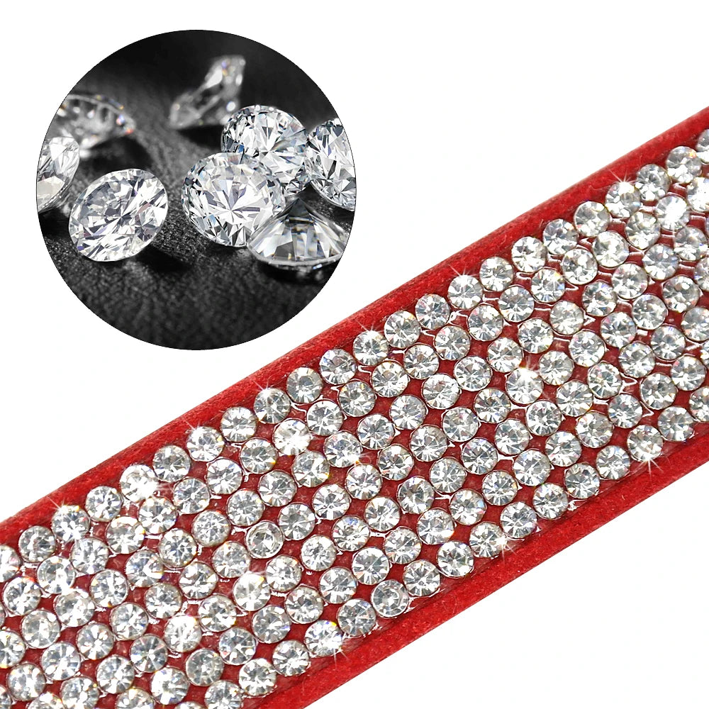 Suede Rhinestone Dog Collar Sparkly Crystal Bow Tie Dogs Cat Collars Bowknot Diamonds Collars for Small Medium Pets Kitten Puppy