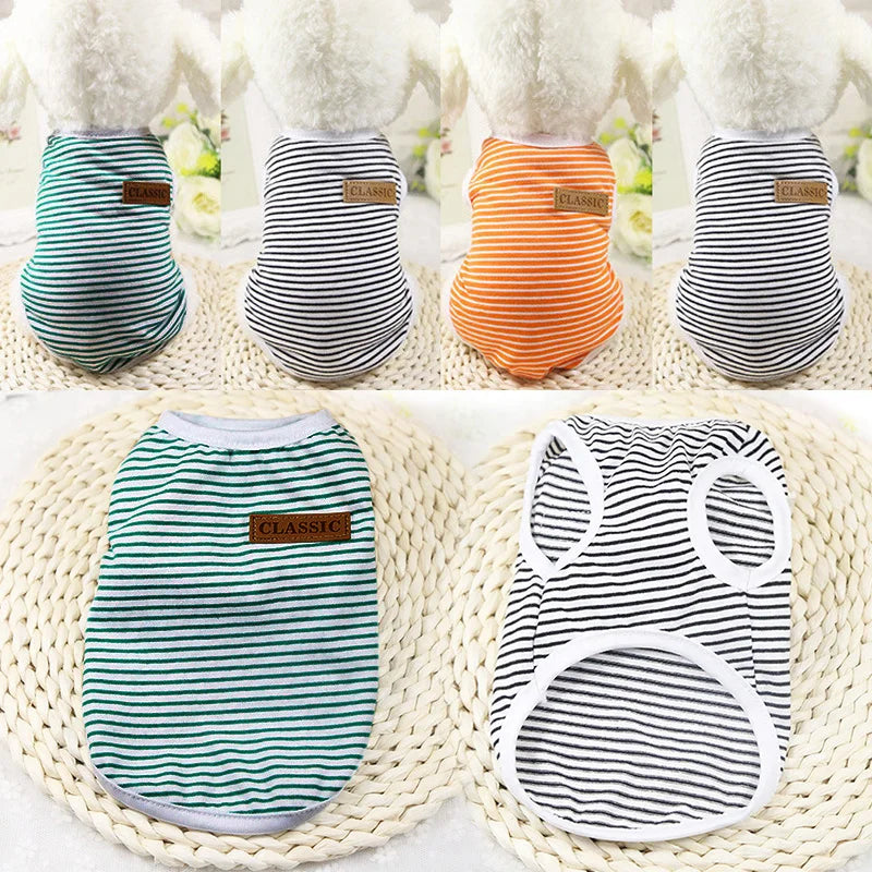 Cat Clothes Cotton Striped Vest Pet Cats T Shirt Clothing For Cat Outfit Shirt Pet Clothes Cute Kitten Puppy