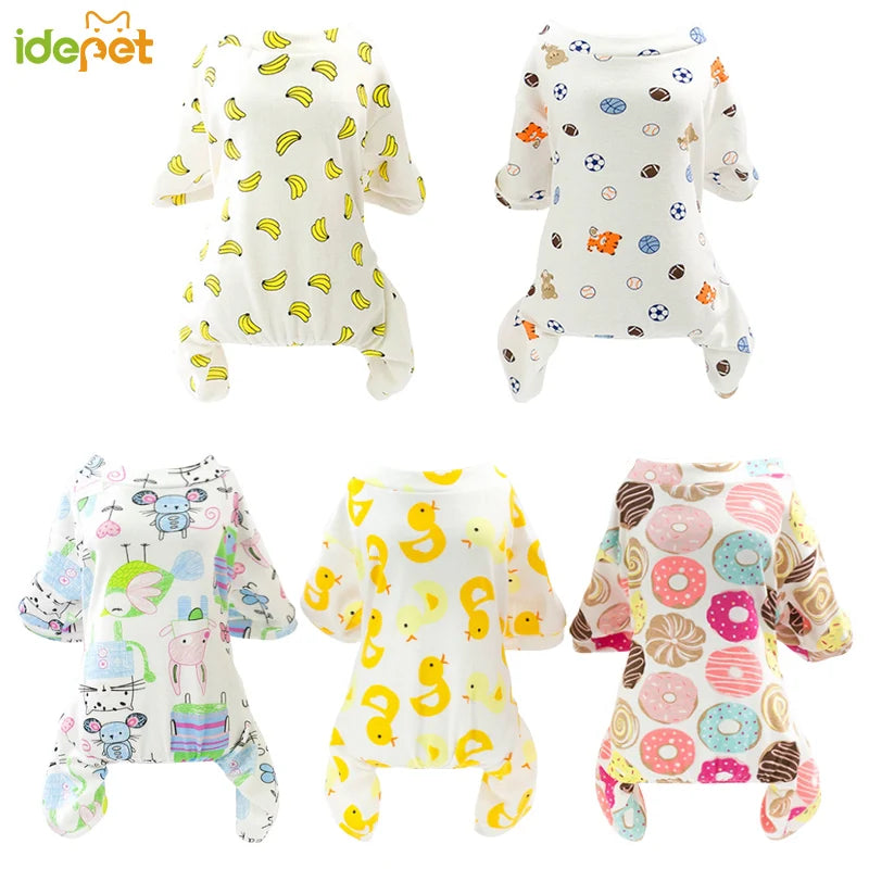 Cute Small Dogs Pajamas For Pet Dogs Cat Clothes Puppy Jumpsuit For Dog Coat For Chihuahua Pomeranian Dogs Print Clothing Shirt