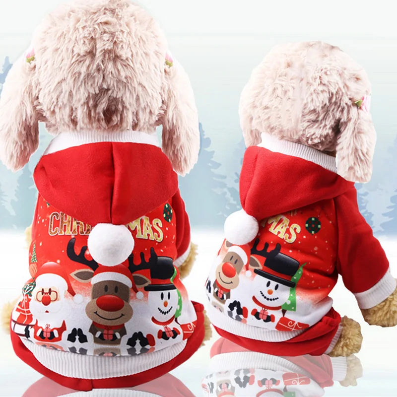 Christmas Dog Clothes Winter Pet Clothes for Small Dog Coat Jacket Costume Hoodies Warm Cat Santa Claus Christmas Pet Apparel 93