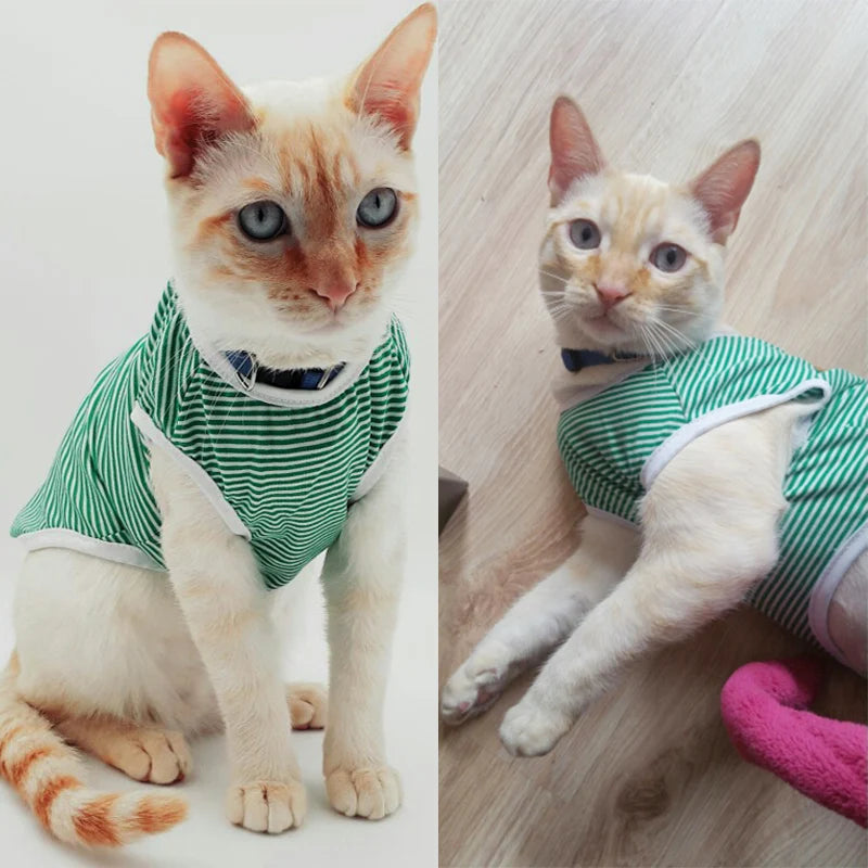 Cat Clothes Cotton Striped Vest Pet Cats T Shirt Clothing For Cat Outfit Shirt Pet Clothes Cute Kitten Puppy