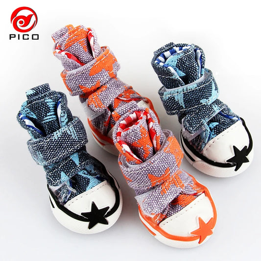 Hot sale pet dog shoes cute stars puppy boot outdoor Casual canvas Sneakers Teddy small dogs shoes ZL248