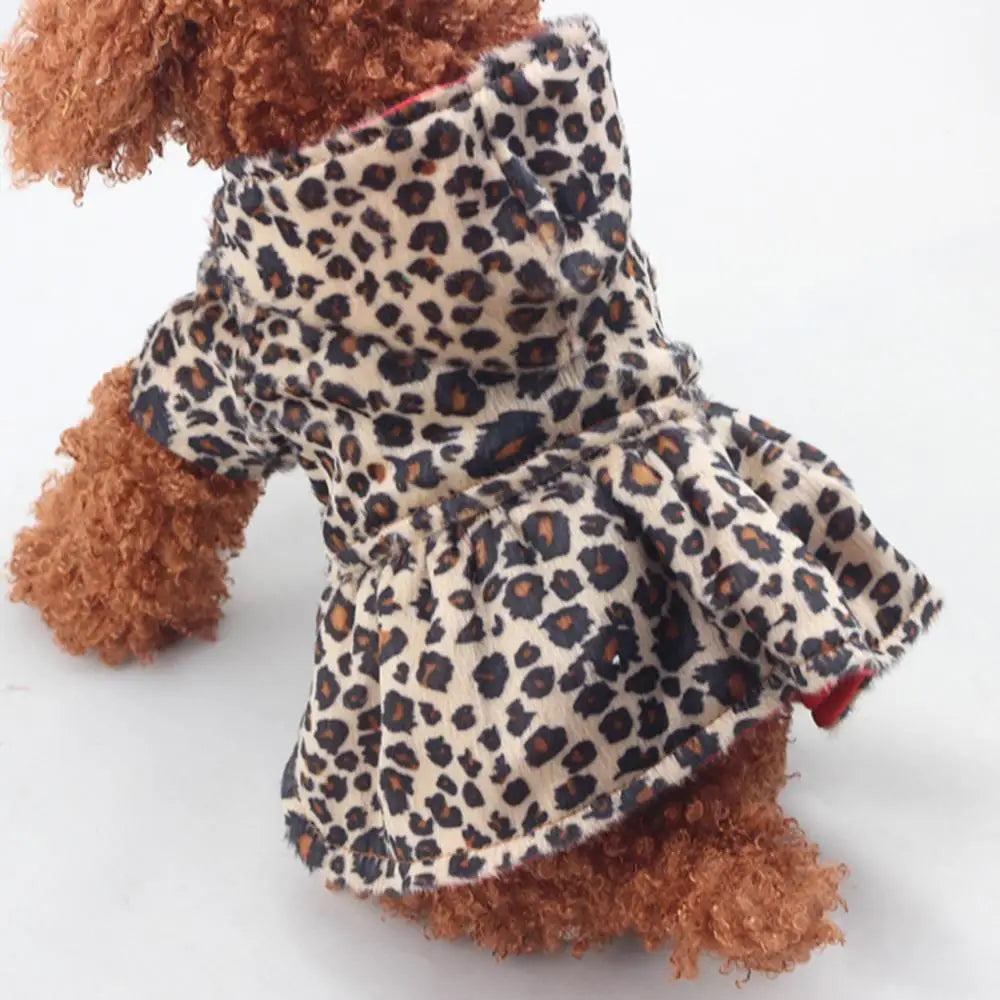 Winter Puppy Dog Clothes Cute Pet Dogs Leopard Costume Tops Cotton Hoodie Clothes Warm Dog Coats & Jackets Chihuahua Clothing