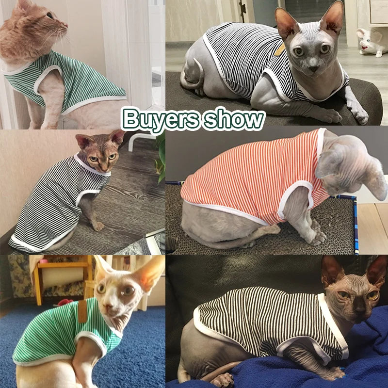 Cat Clothes Cotton Striped Vest Pet Cats T Shirt Clothing For Cat Outfit Shirt Pet Clothes Cute Kitten Puppy