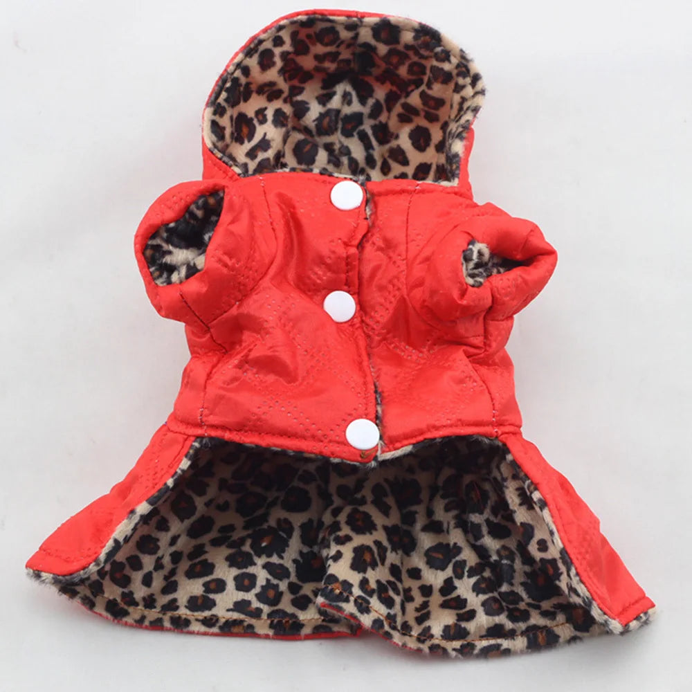 Winter Puppy Dog Clothes Cute Pet Dogs Leopard Costume Tops Cotton Hoodie Clothes Warm Dog Coats & Jackets Chihuahua Clothing