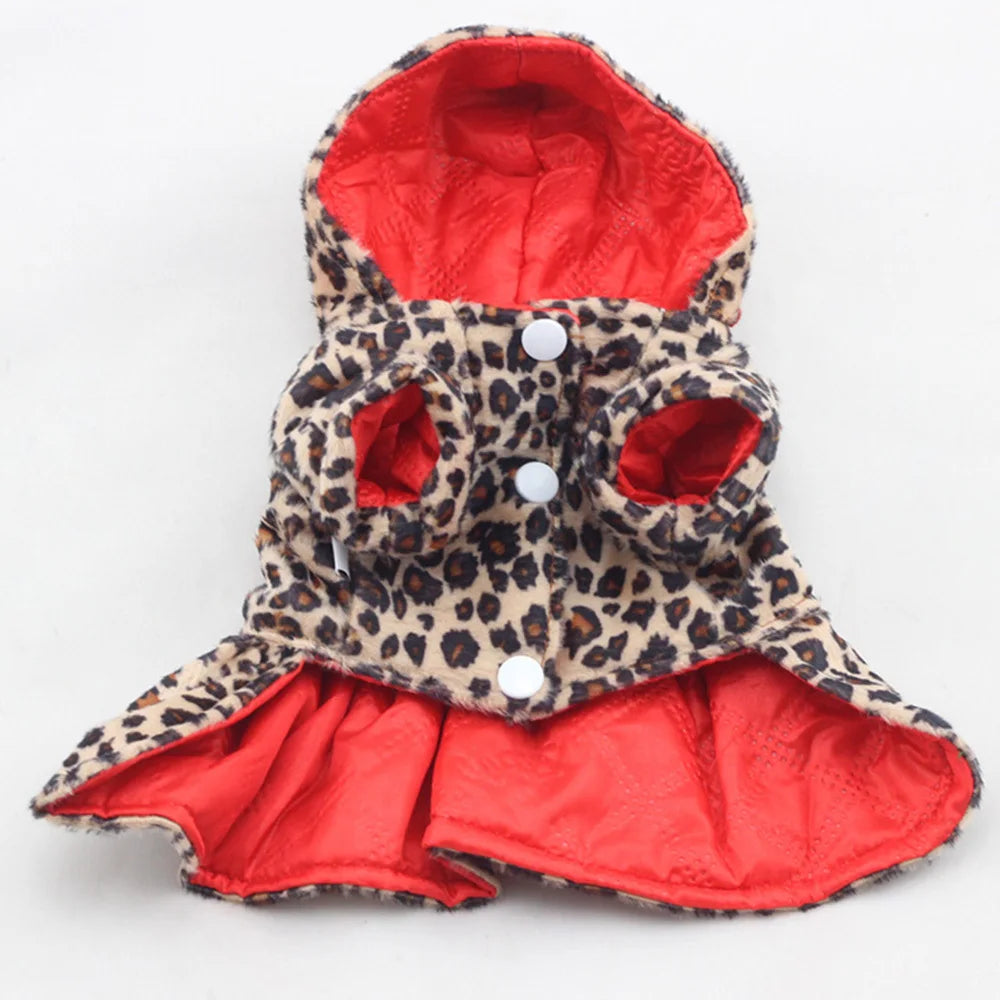 Winter Puppy Dog Clothes Cute Pet Dogs Leopard Costume Tops Cotton Hoodie Clothes Warm Dog Coats & Jackets Chihuahua Clothing