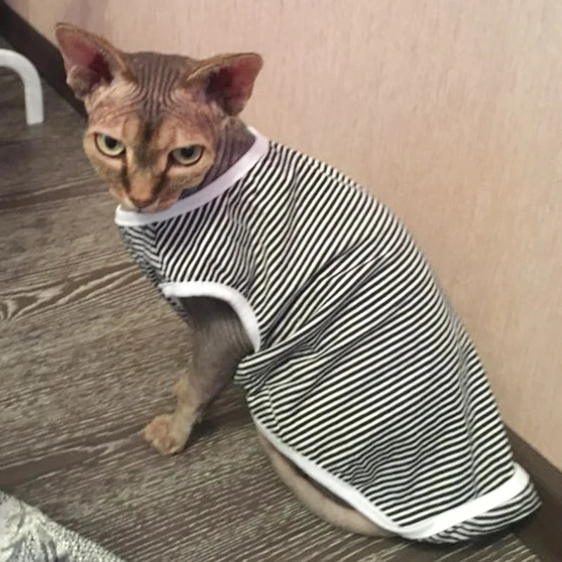 Cat Clothes Cotton Striped Vest Pet Cats T Shirt Clothing For Cat Outfit Shirt Pet Clothes Cute Kitten Puppy