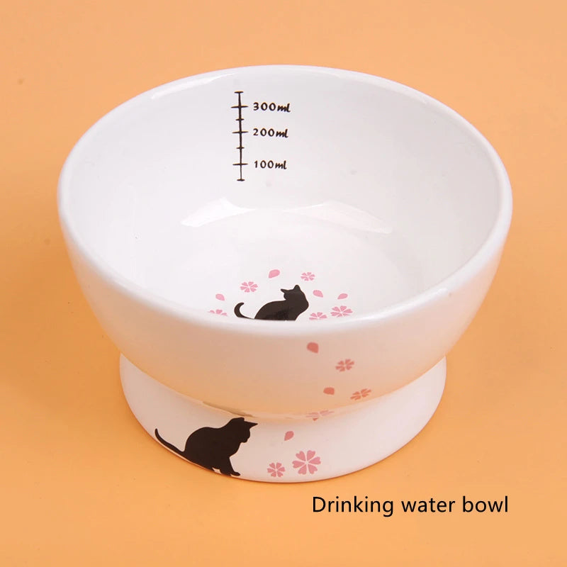 Lovely Pet Feeder Bowl Cartoon Shape High-foot Single Mouth Skidproof Ceramic Cat Food Bowl Pet Products Drinking Bowl