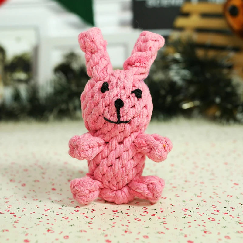 Dog Toys Chew Cotton Pet Dog Puppy Chew Toys Rope Plait Toy Knot Teeth Cleaning Tools Cute Rabbit