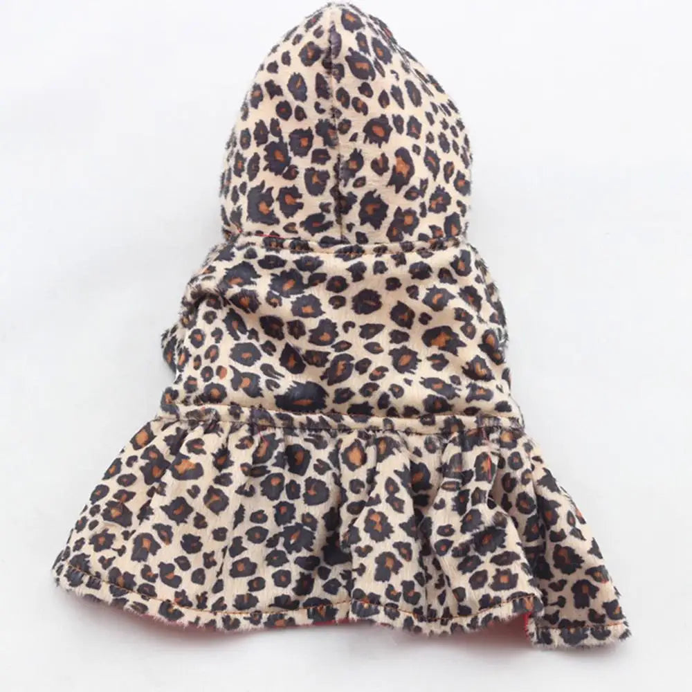 Winter Puppy Dog Clothes Cute Pet Dogs Leopard Costume Tops Cotton Hoodie Clothes Warm Dog Coats & Jackets Chihuahua Clothing