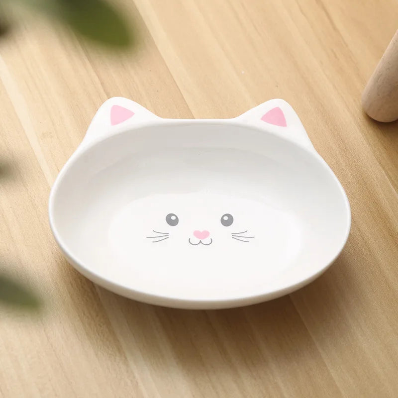 Lovely Pet Feeder Bowl Cartoon Shape High-foot Single Mouth Skidproof Ceramic Cat Food Bowl Pet Products Drinking Bowl