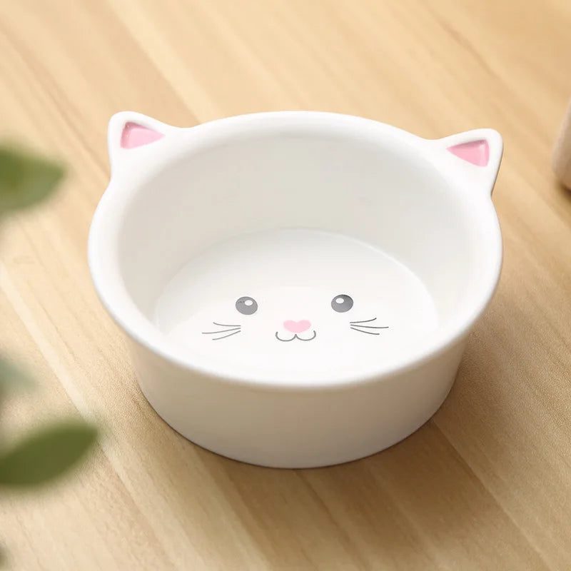 Lovely Pet Feeder Bowl Cartoon Shape High-foot Single Mouth Skidproof Ceramic Cat Food Bowl Pet Products Drinking Bowl