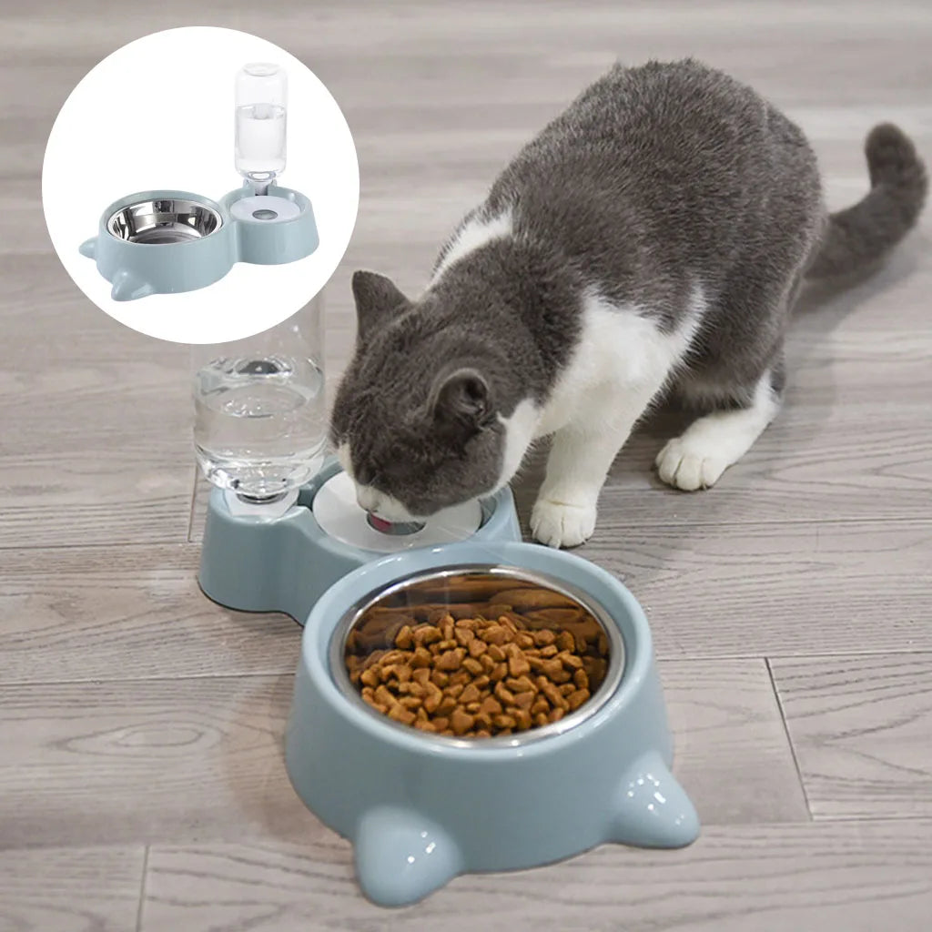 500ml Pet Bowls, Pet Feeder Double Bowl, Small Medium Dog Cat Feeding Water Food Bowls Holder Food Water Drinker for Cats Puppy