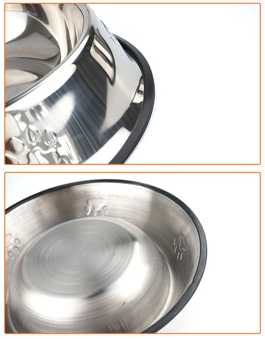 6 Size Stainless Steel Dog Bowl For Dish Water Dog Food Bowl Pet Puppy Cat Pet Bowl Feeder Feeding Dog Water Bowl For Dogs Cats