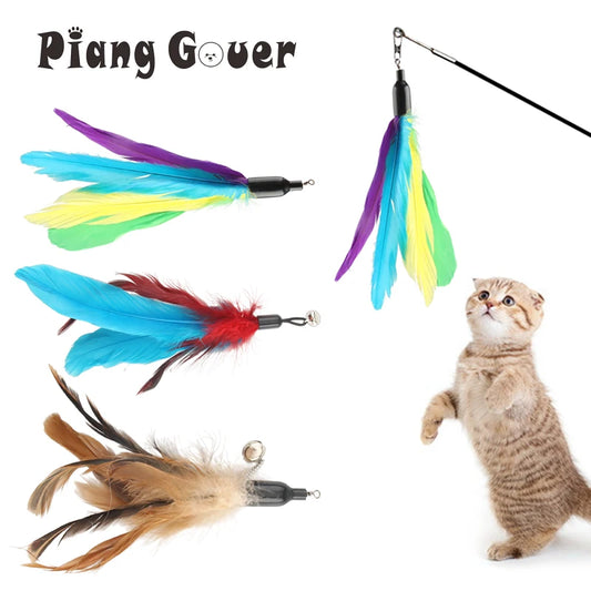 10pcs Feather Cat Stick Replacement Play Toys For Kitten Bell Pet Toy Replace Accessories