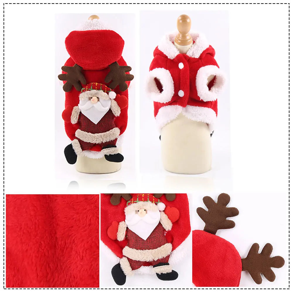 Christmas Dog Clothes Winter Pet Clothes for Small Dog Coat Jacket Costume Hoodies Warm Cat Santa Claus Christmas Pet Apparel 93