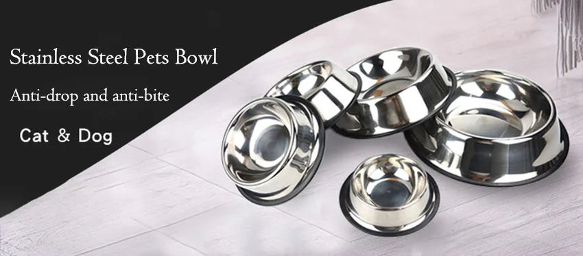 6 Size Stainless Steel Dog Bowl For Dish Water Dog Food Bowl Pet Puppy Cat Pet Bowl Feeder Feeding Dog Water Bowl For Dogs Cats