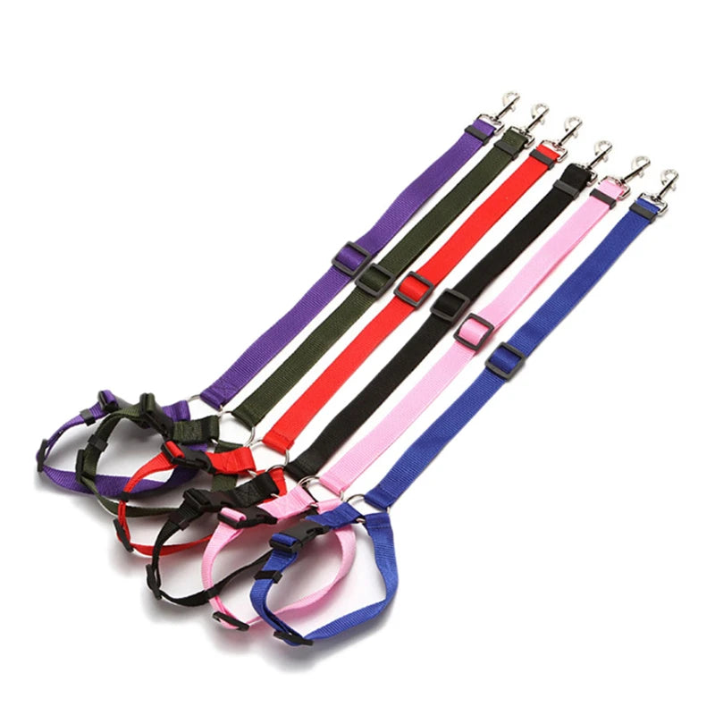 Nylon Safety Belt for Dogs Solid Color Two-in-one Pet Car Seat Belt Leash Adjustable Dog Harness Collar Products Pet Accessories