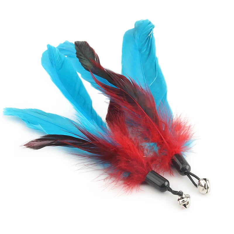 10pcs Feather Cat Stick Replacement Play Toys For Kitten Bell Pet Toy Replace Accessories